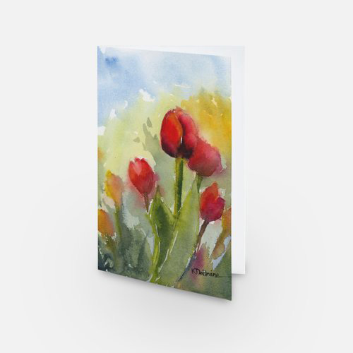 Red and Yellow Tulips - Large Blank Notecards - Set of 5